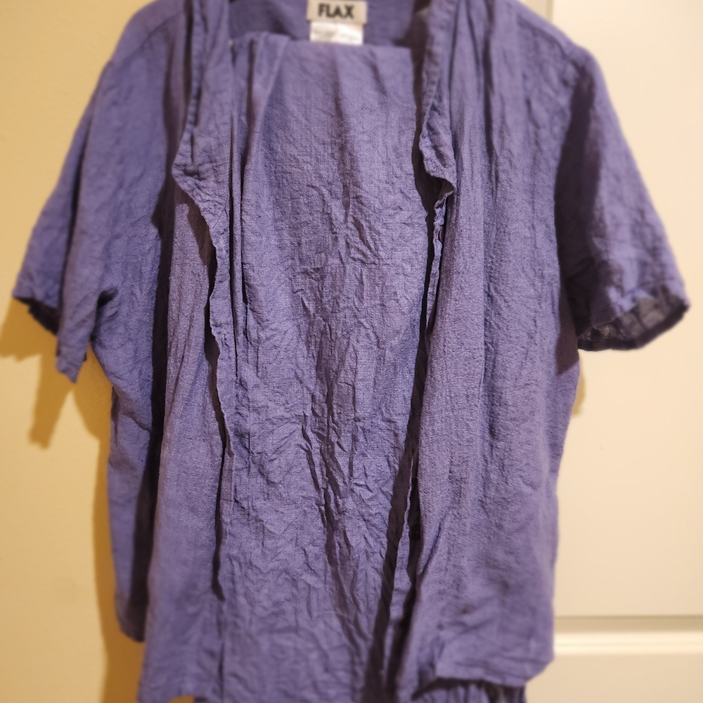 Flax Lavender Linen Top And Skirt Set